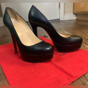 Christian Louboutin Black Bianca 140 Leather Platforms. Size 7.